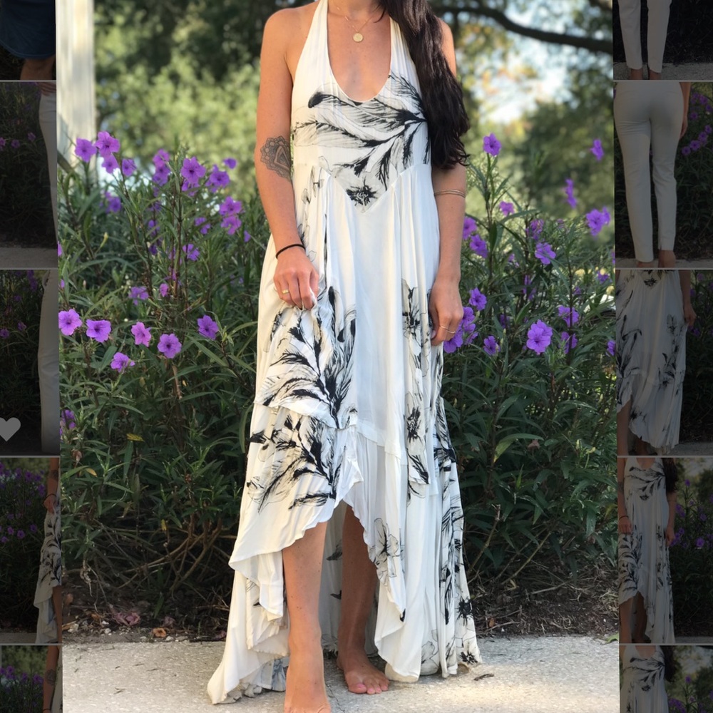 Black and White Floral Flowy Dress